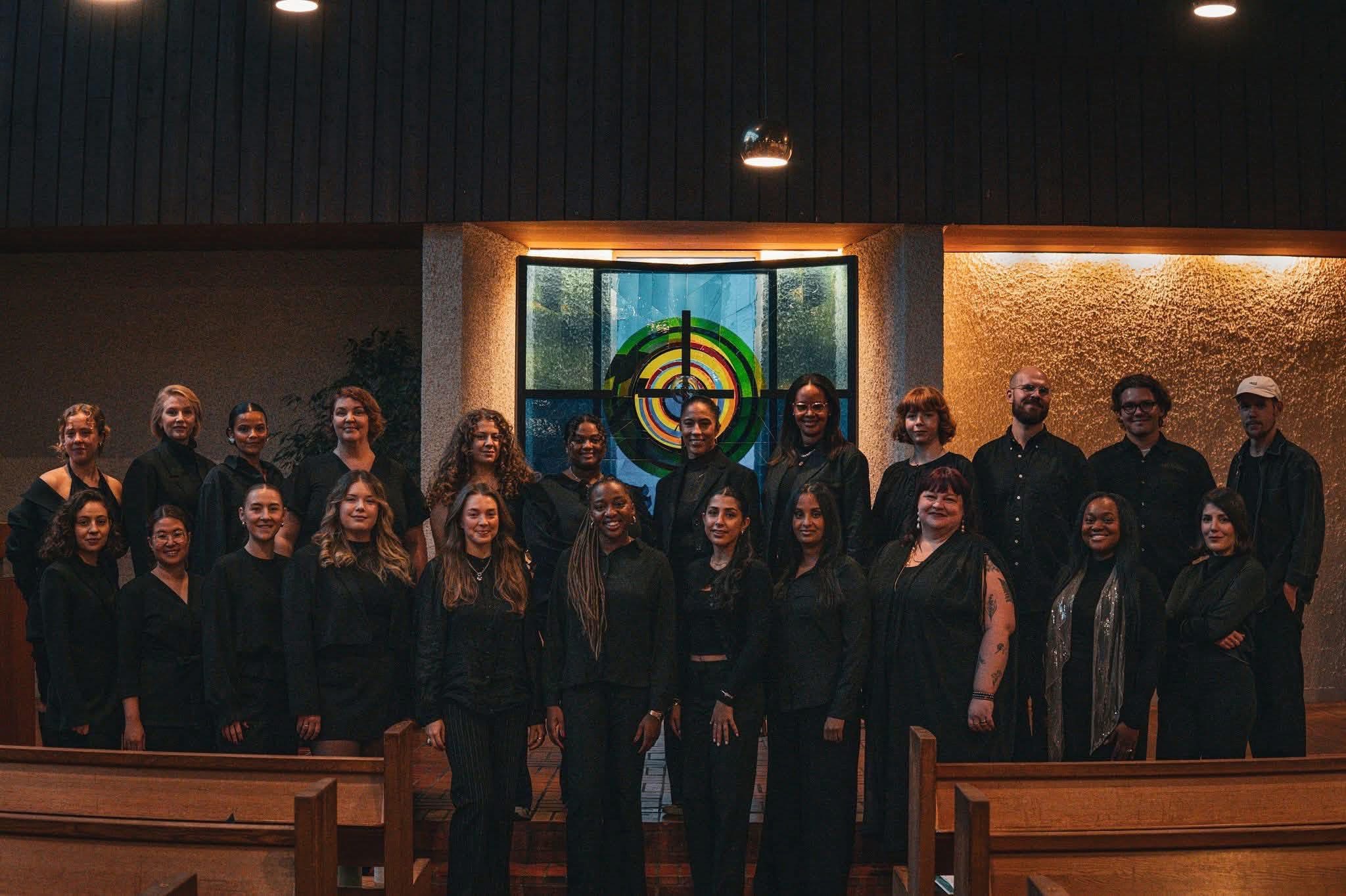 gospel choir standing in church